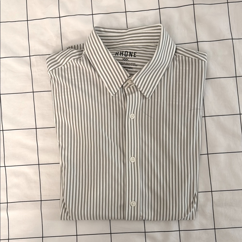 Rhone Gray and White Casual Button Down Shirt